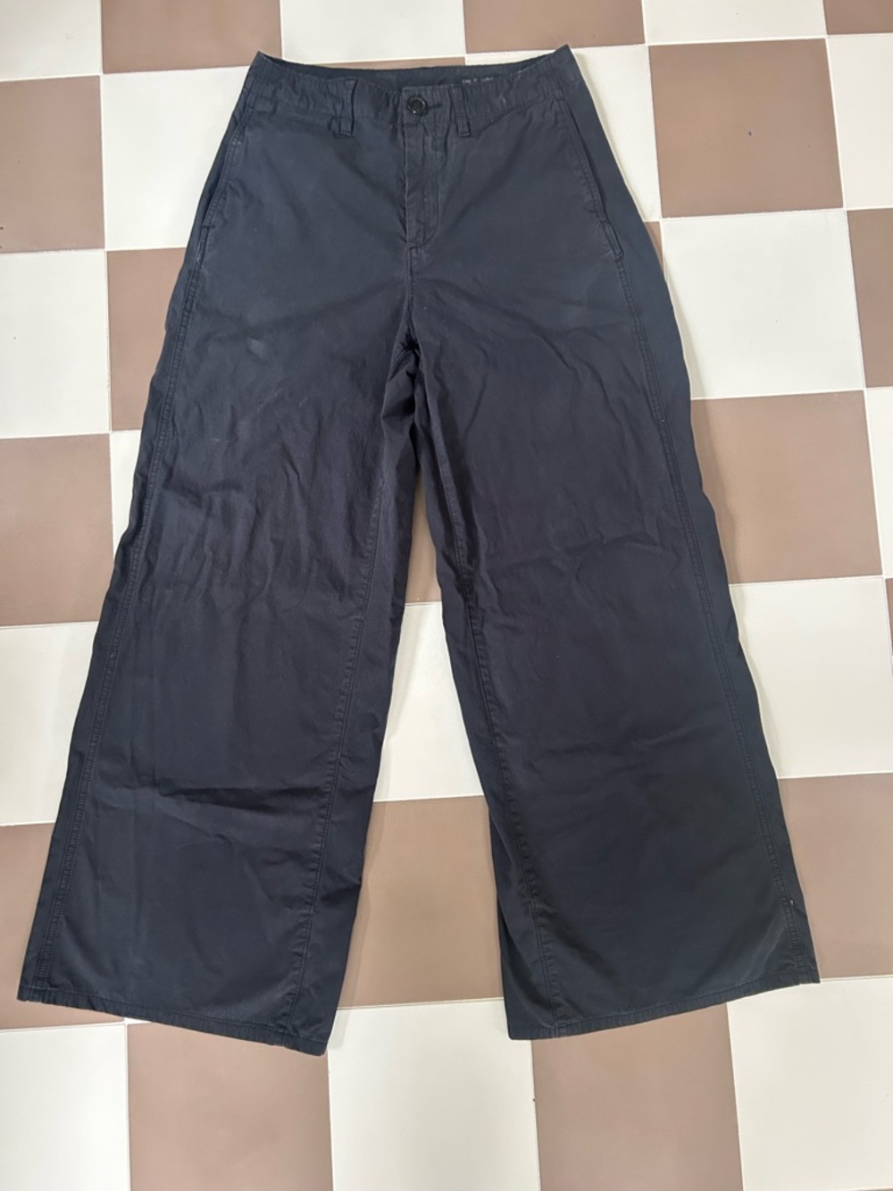 rag & bone Women’s Black Wide Leg Pants Size 4 High Rise Cropped Trouser